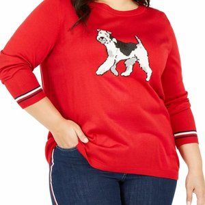 Womens New Red Printed  Sweater Size Large